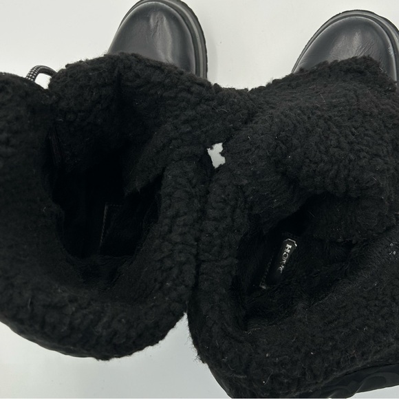 Coach Womens Shaine Snow Boot Size 5.5B Signature Leather Sherpa Nylon Black - Picture 7 of 14